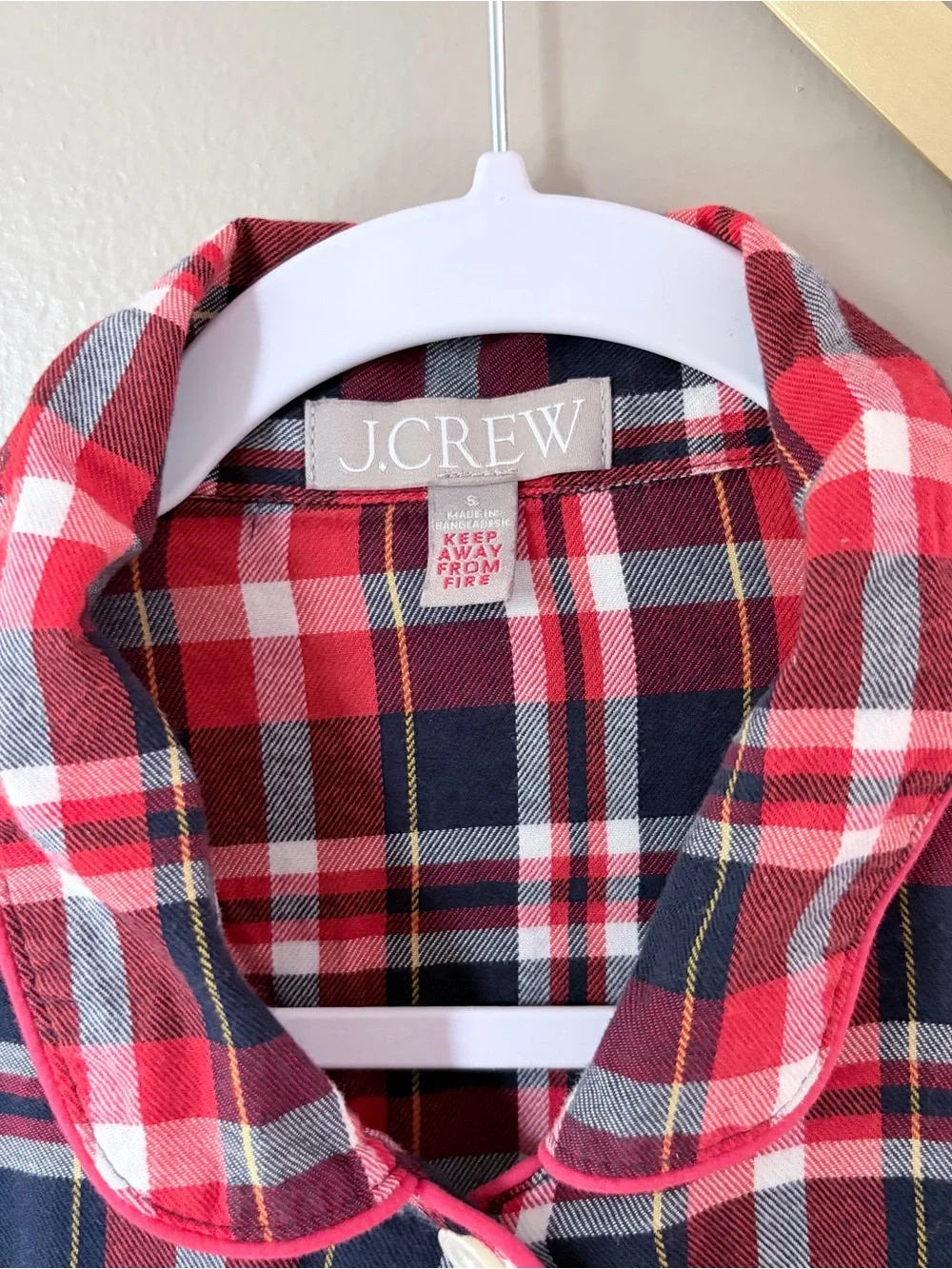 J.Crew Plaid Pajama Flannel Set Women Small Red Navy Blue Cotton NWOT